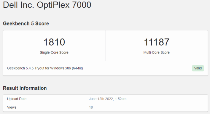 12700T geekbench result