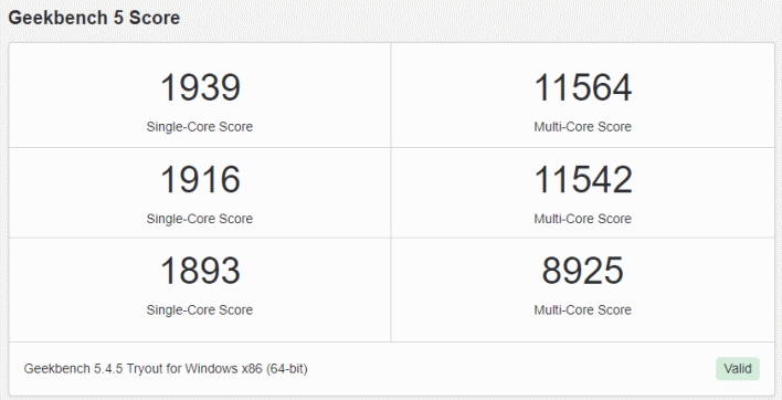 geekbench 5 scores