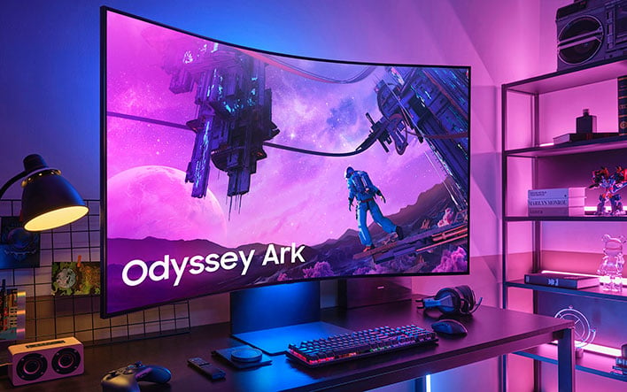 Samsung Odyssey Ark monitor on a desktop