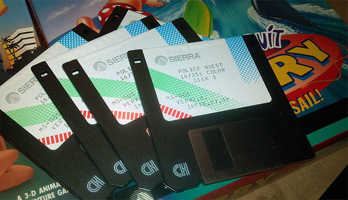 3.5-inch floppy disks containing Sierra's Police Quest game.