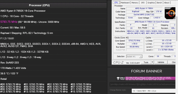 ryzen 9 7950x cpu z validation