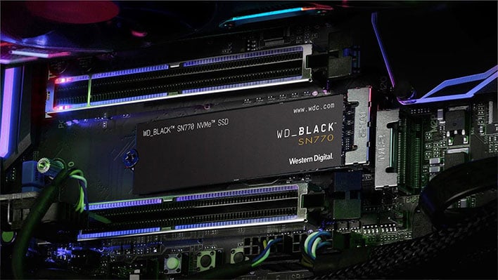 WD Black SN770 SSD installed in a motherboard.