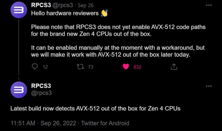 rpcs3 zen4 avx512 tweet screenshot