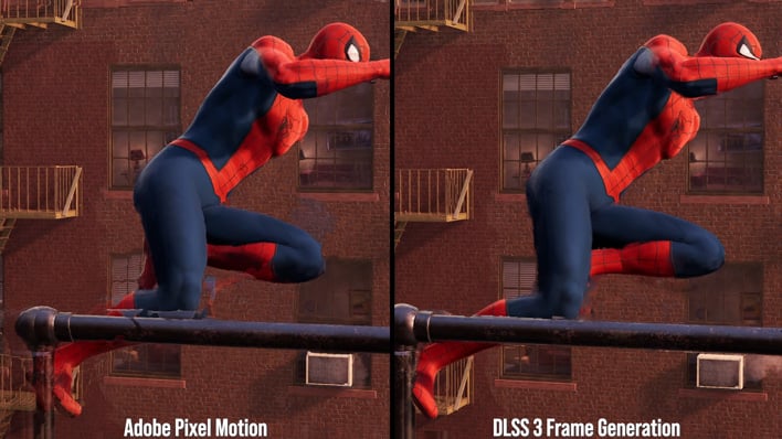 nvidia dlss 3 vs adobe pixel motion spider man deocclusion