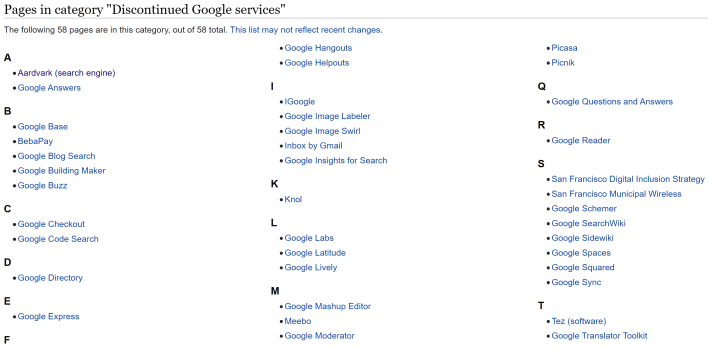 discontinued google services