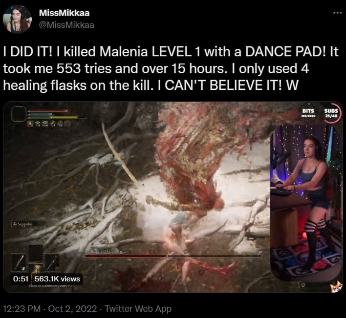 Elden Ring Streamer Beats Malenia At Level 1 Using A Dance Mat