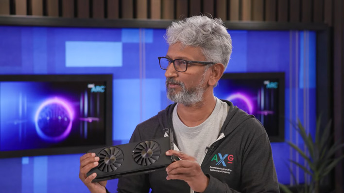 raja koduri holding arc a770 le