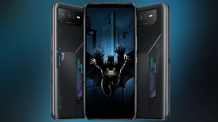 ASUS ROG Phone 6 Batman Edition on a blurred background.
