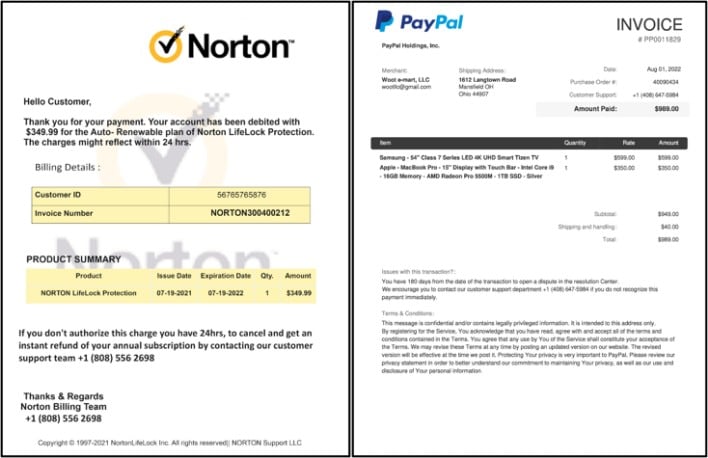 callback phishing fake invoices news