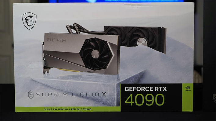 Retail packaging for MSI's GeForce RTX 4090 Suprim Liquid X graphics card