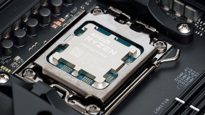 AMD's Ryzen 9 7900X installed in an AM5 socket.
