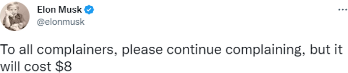 musk tweet twitter blue complaints