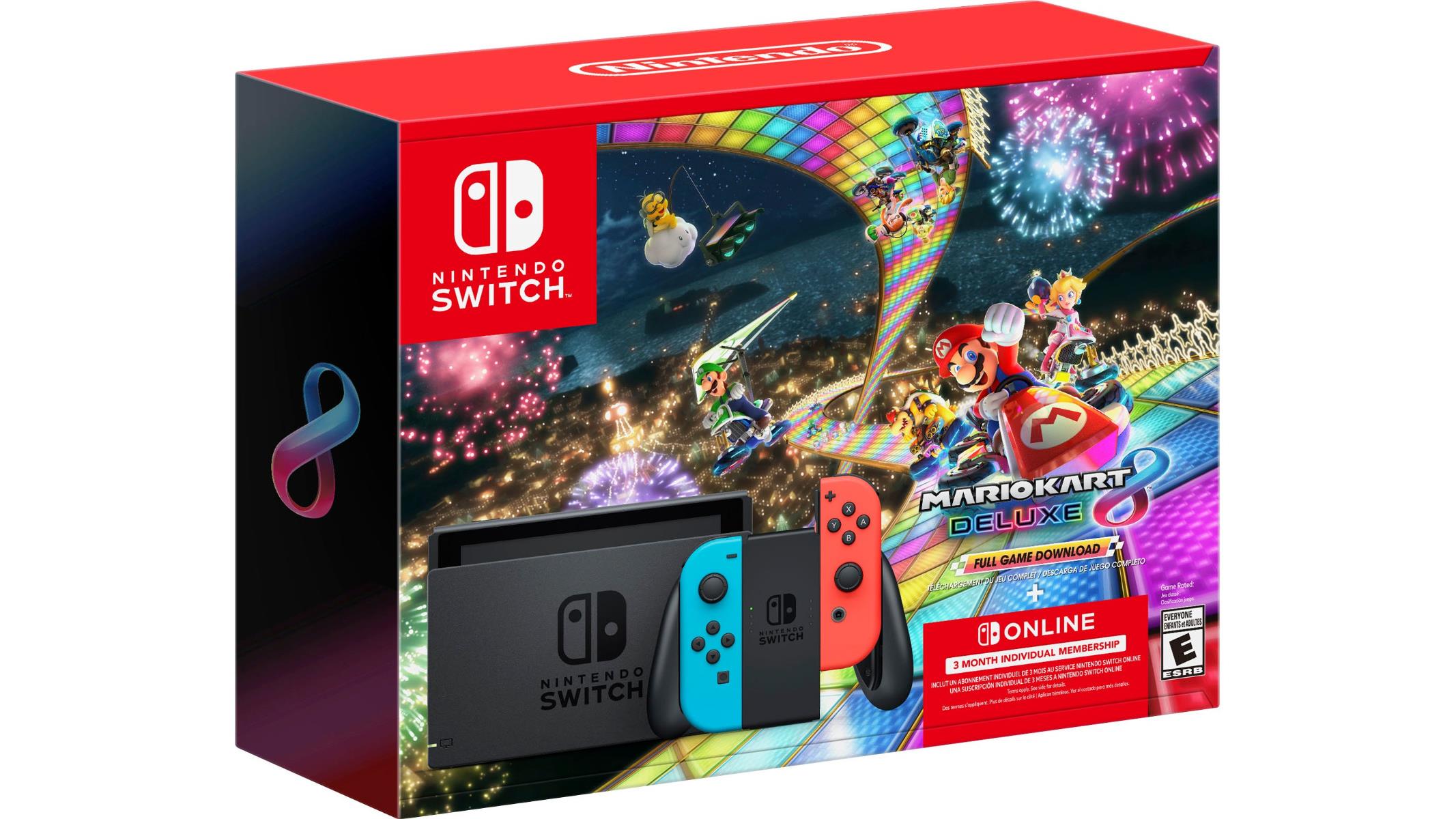 Switch & Mario Kart 8 Deluxe et 3 mois d'abonnement NSO- console