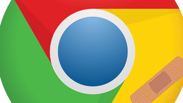 Google Chrome logo with a bandaid applied.