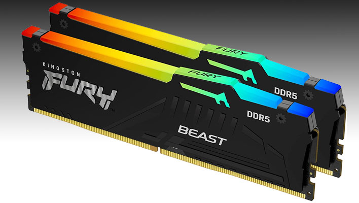 Kingston Fury Beast DDR5 memory on a black and gray gradient background.