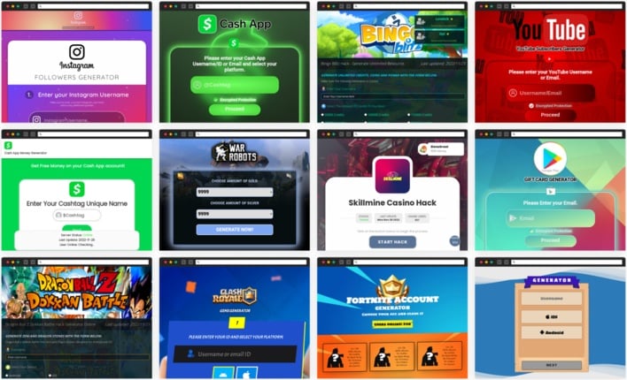 an assortment of phishing sites linked in package descriptions news