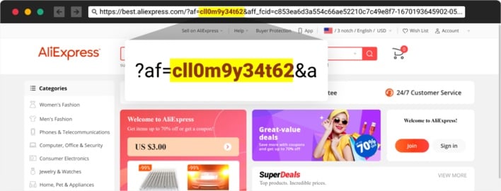 popular e commerce site aliexpress with threat actor referral code in url news