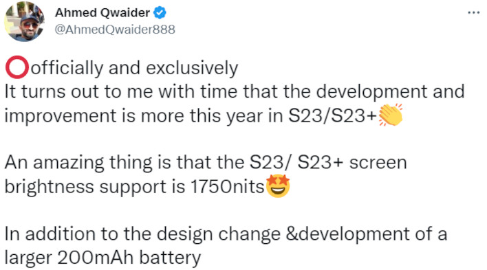 samsung s23 tweet leak