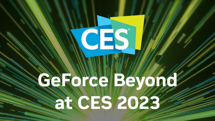 NVIDIA's 'GeForce Beyond at CES 2023' banner.