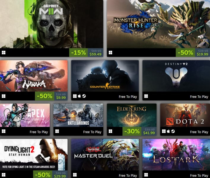 SteamDB on X: #SteamTopSellers for week ending 18 December 2022: #1 -  Steam Deck #2 - High On Life #3 - Call of Duty®: Modern Warfare® II #4 - EA  SPORTS™ FIFA 23 #5 - Dwarf Fortress  / X
