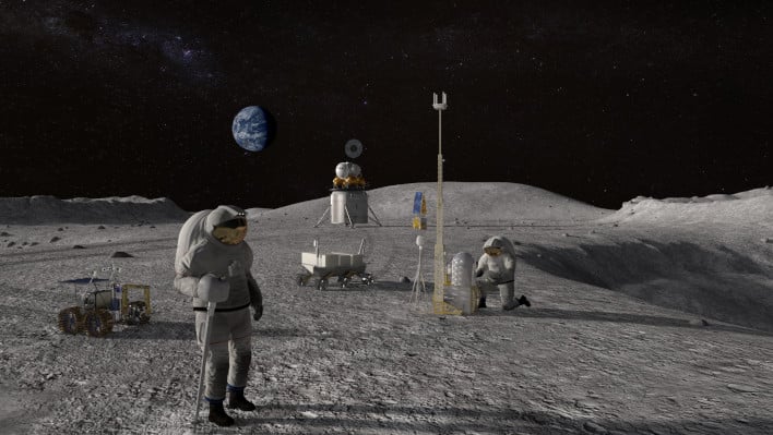 nasa astronauts on lunar surface