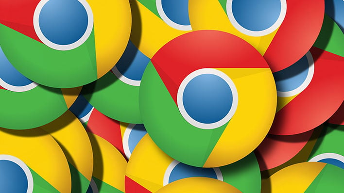 Google Chrome logos piled on top of each other.