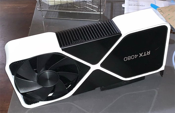 Modded GeForce RTX 4080 FE card in white and black.