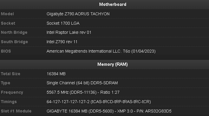 Screenshot of DDR5-11135 settings