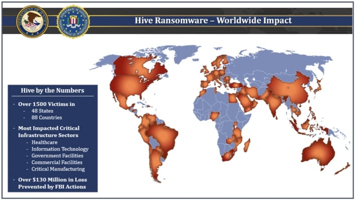 hive ransomware fbi impact map news