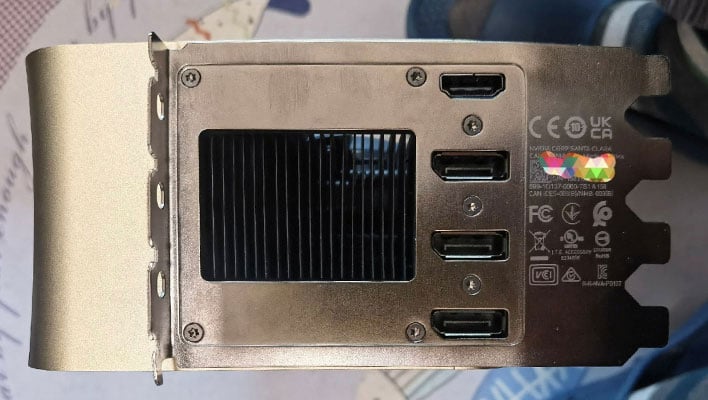 Alleged GeForce RTX 4090 Ti cooler showing the display outputs.