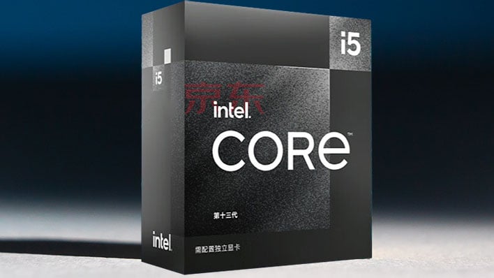 Black retail box for an Intel Core i5 processors on a blue gradient background.