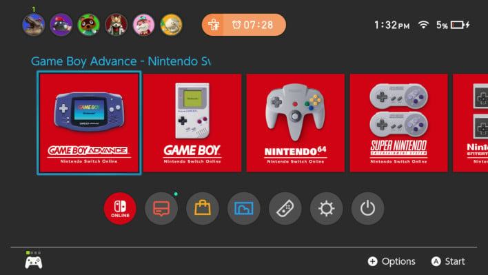 nintendo switch online gameboy on main screen