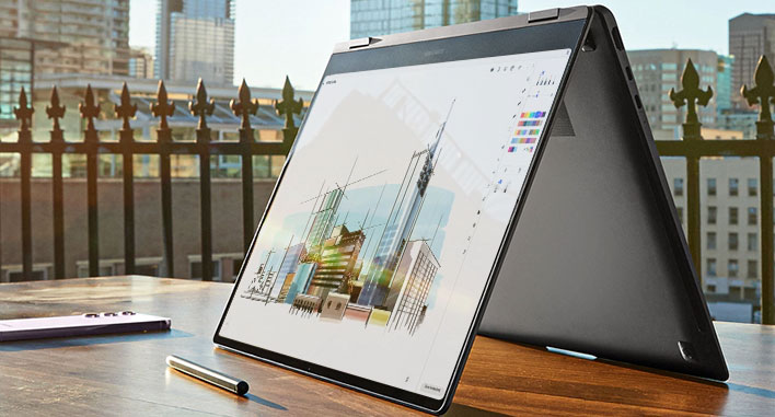 Samsung Galaxy Book3 Pro in tent mode.