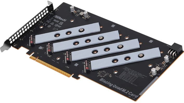 ASRock's Blazing Quad M.2 Card Runs Four PCIe 5.0 SSDs For