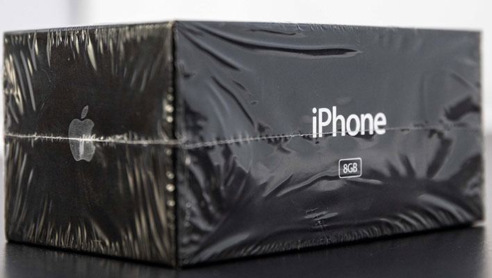 Original 2007 iPhone still sealed in its retail box.