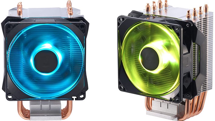 Front and angled view of the Amazon Basics CPU air cooler.