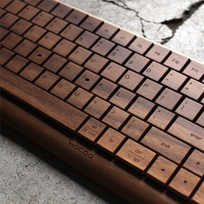 Hacoa's Low-Profile Wireless Mechanical Keyboard Made Of Solid Wood Is