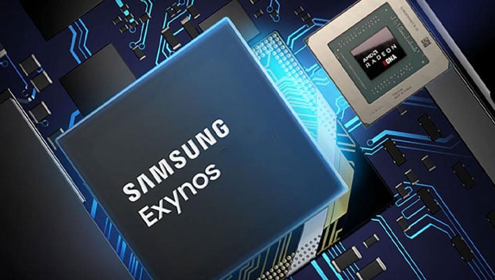 Samsung Exynos SoC next to an RDNA GPU
