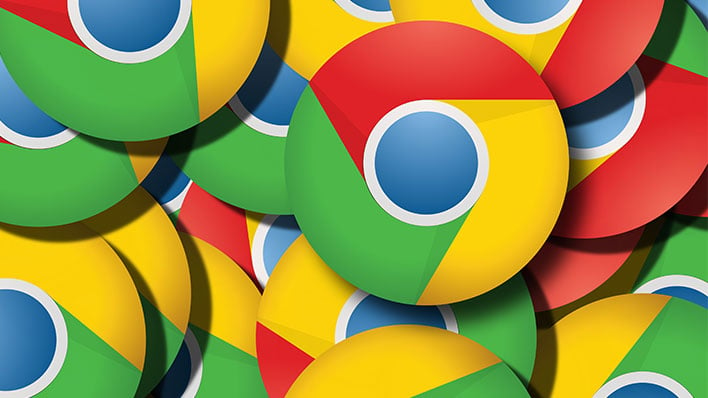 A pile of Google Chrome logos.