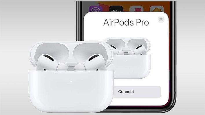 AirPods Pro being paired to an iPhone.