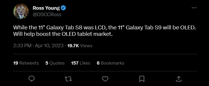 ross young samsung tab rumor tweet