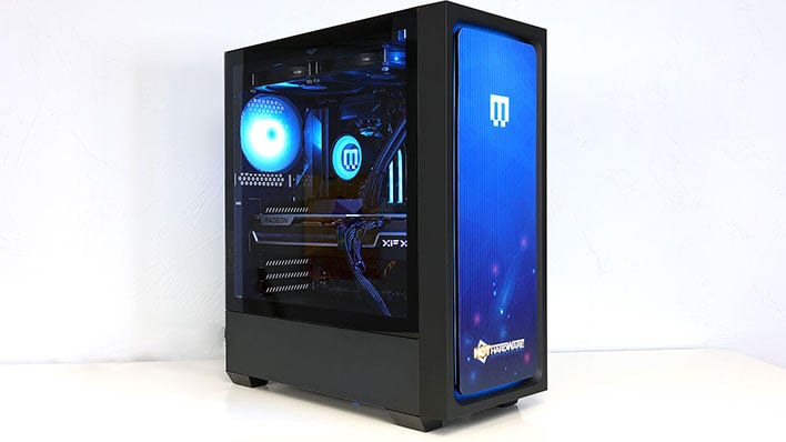 Front and angled view of a custom Maingear MG-1 gaming desktop PC.