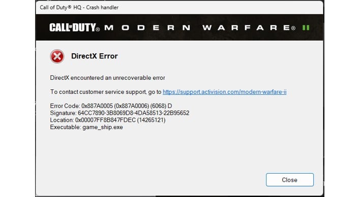 How to Fix Modern Warfare 2 Error Code 0x887a0005