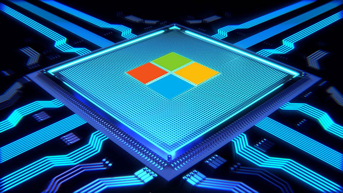 Processor with a Microsoft Windows logo in the middle.