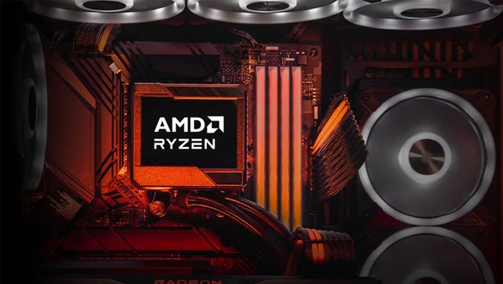 Render of the inside of a PC with a Ryzen processor.