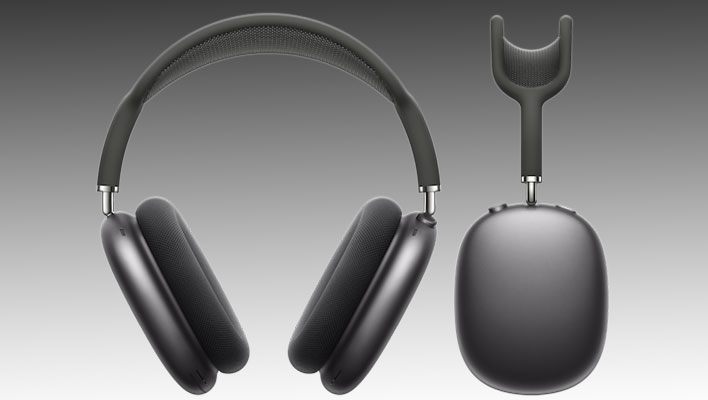 Apple AirPods Max wireless headones on a black and gray gradient background.