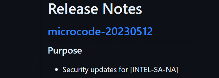 microcode release notes