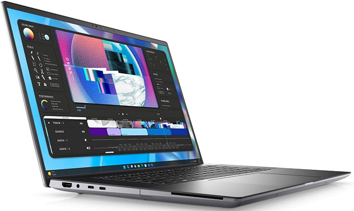 Angled view of the Dell Precision 5680 mobile workstation.