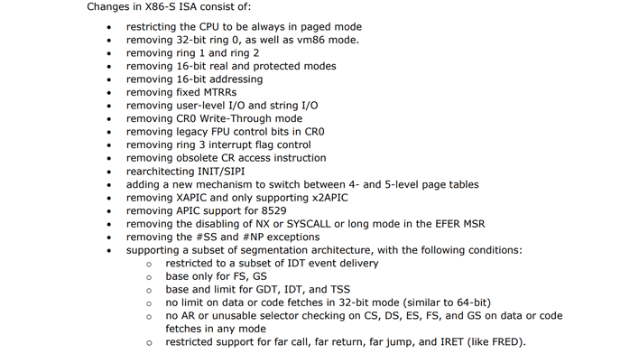 Intel proposes x86S, a 64-bit CPU microarchitecture that does away with  legacy 16-bit and 32-bit support