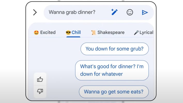 Text messages made with Google Magic Compose for AI are out and kinda cool